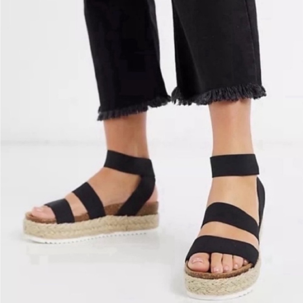 Steve Madden Women's Kimmie Flatform Espadrille Sandals Black